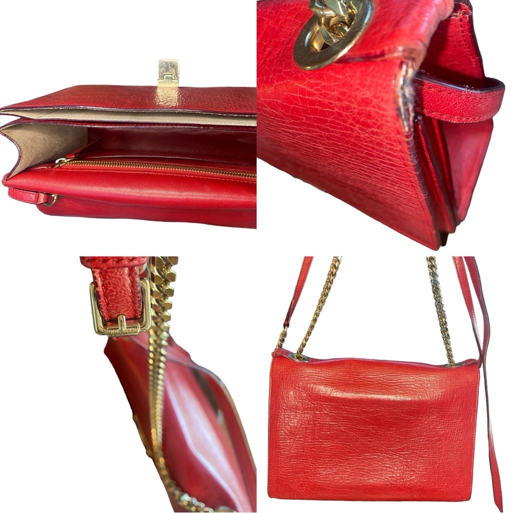 JIMMY CHOO REBEL RED LEATHER SHOULDER/CROSSBODY BAG - Picture 6 of 15
